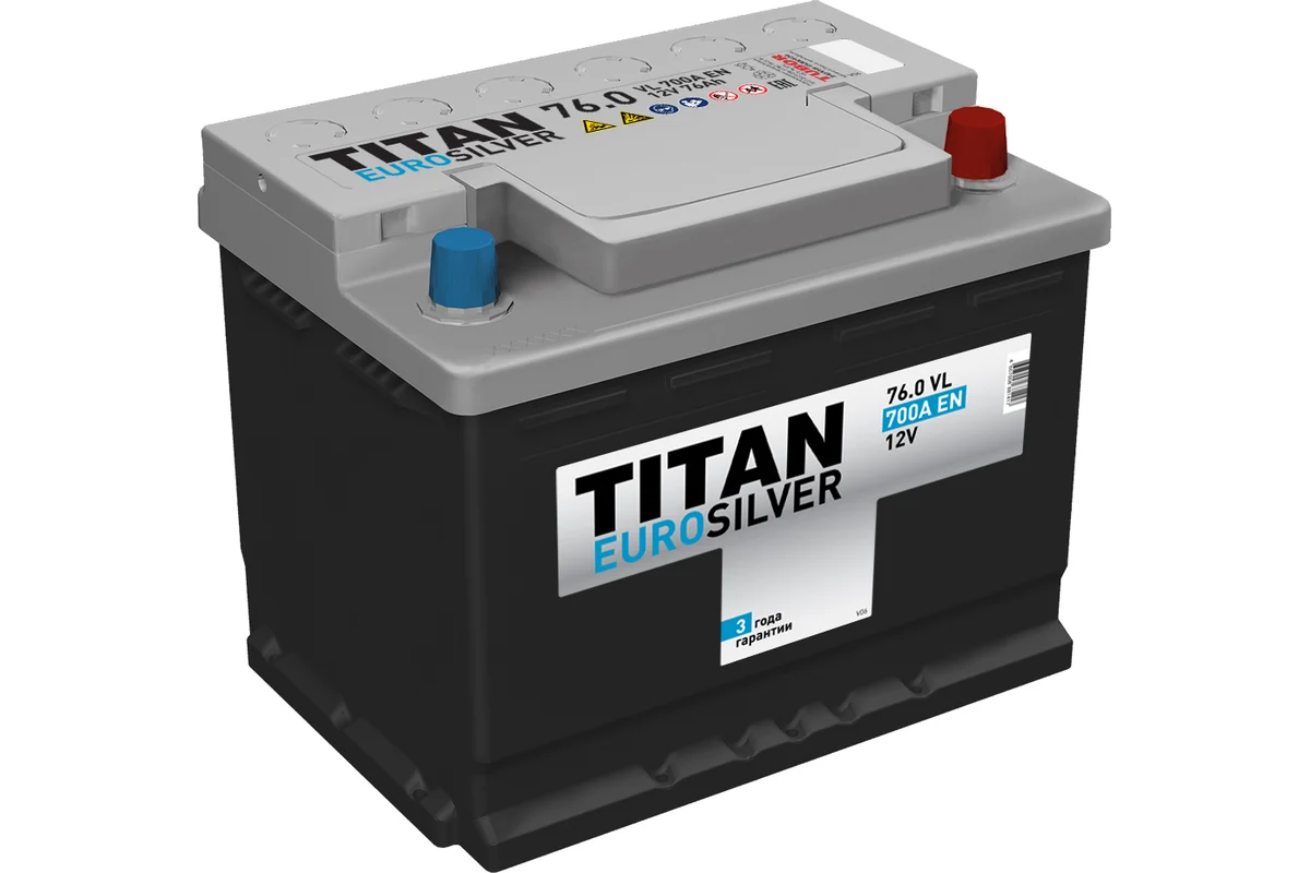 TITAN EUROSILVER 76 Ач обр.п. (0) - аккумулятор легковой