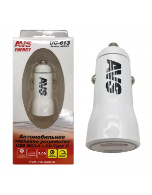 AVS USB автомоб заряд устройство 1порт+Type C /613
